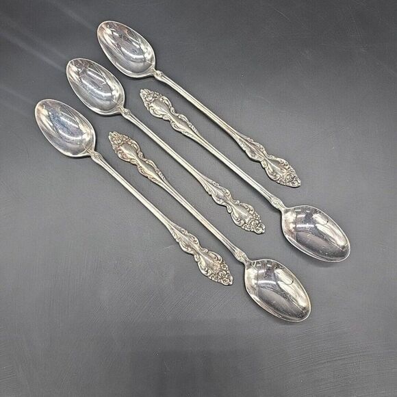 Lot Of 5 c1973 Victorian Classic Silverplated Iced Tea Spoons - Picture 1 of 5